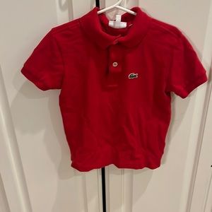 Lacoste red collared shirt size 6(fits 3t-4t)